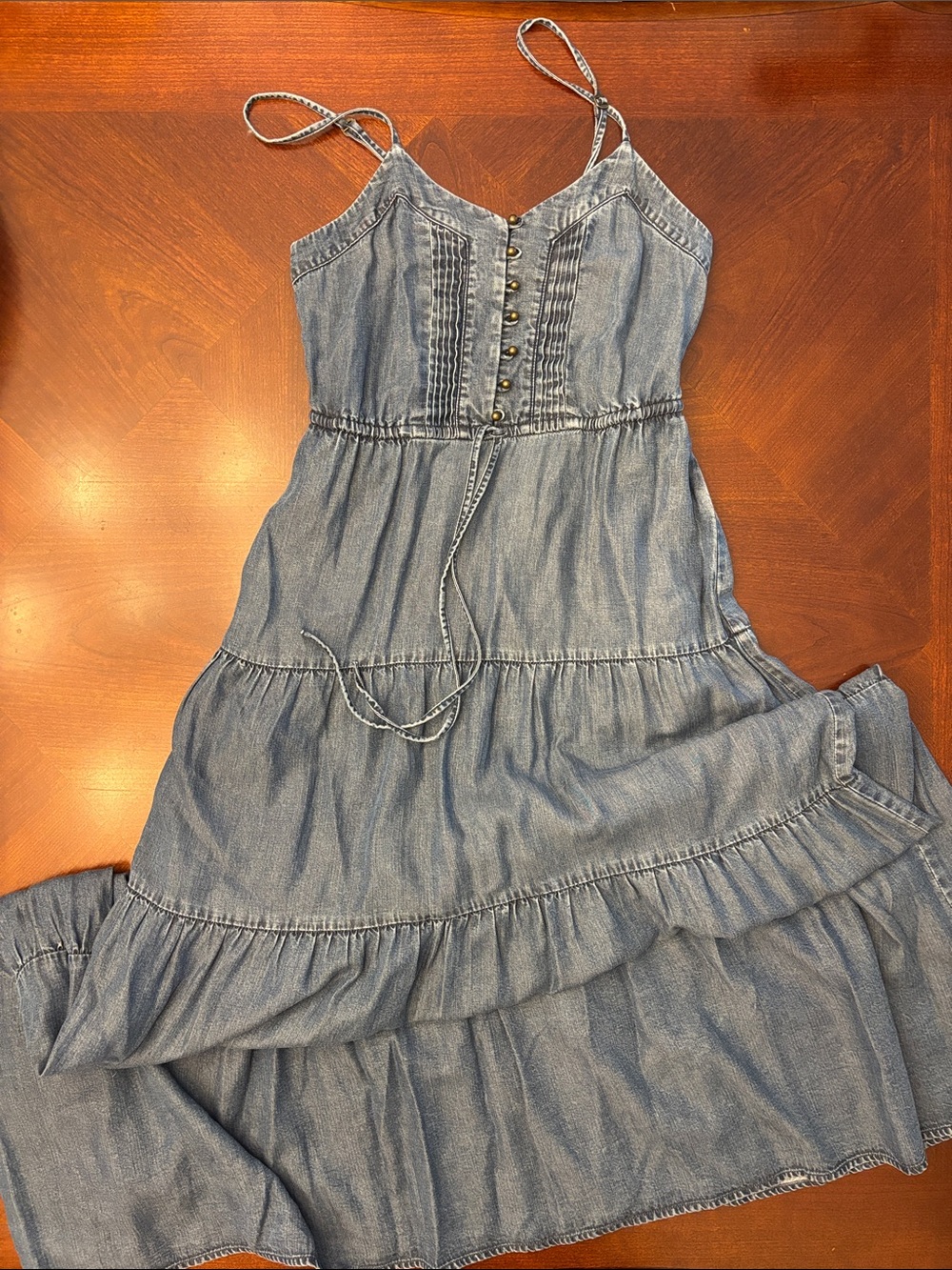 Fossil Light Denim Blue Tiered Spaghetti-Strap Dress